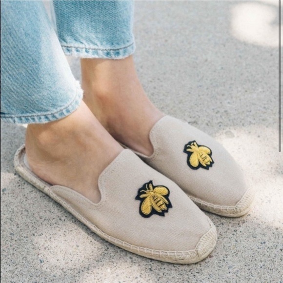ASOS Soludos Beige Espadrille Mules With Bee Embroidery SIZE 10 - Picture 2 of 12